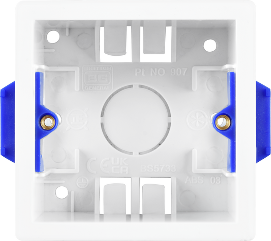 BG White 1 Gang Square Dry Lining Box 35mm