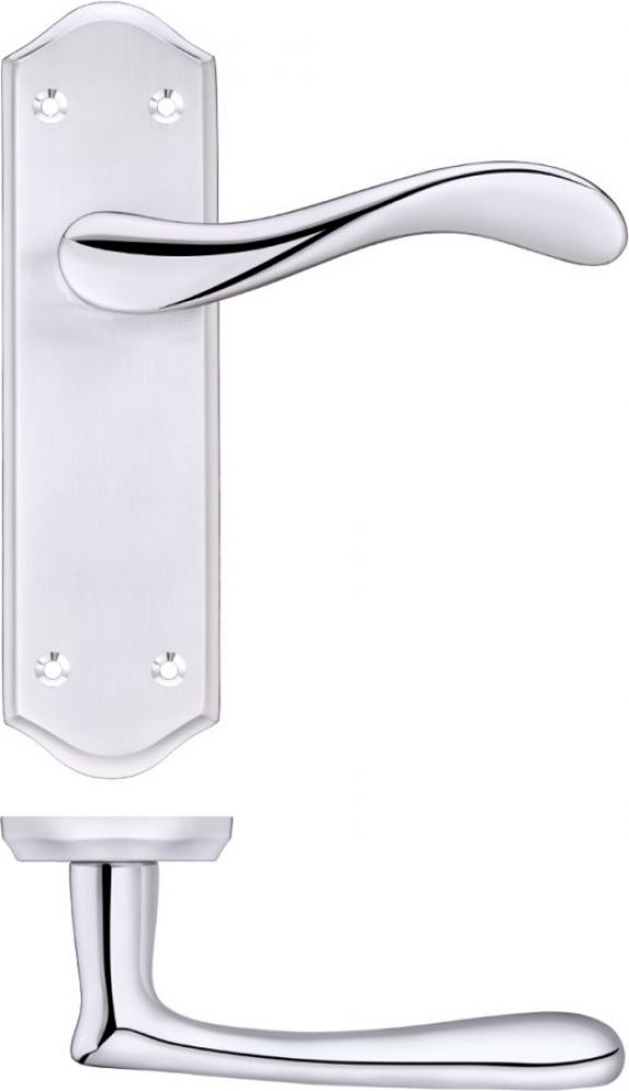 Zoo Project Asti Lever on Latch Satin Polished Chrome Door Handles