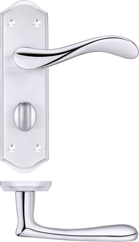 Zoo Project Asti Lever on Bathroom Satin Polished Chrome Door Handles