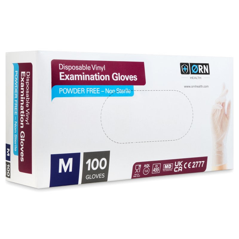 Orn Clear Disposable Vinyl Gloves Medium 100 Gloves