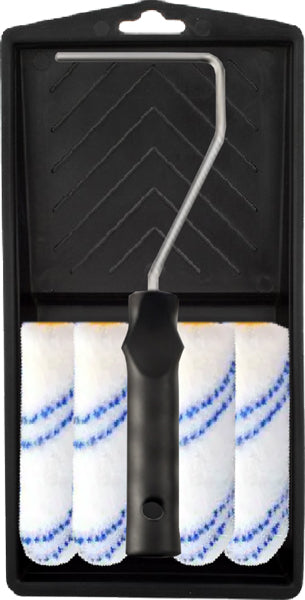 Resto 4" Microfibre Paint Roller Tray Set with 4 Sleeves