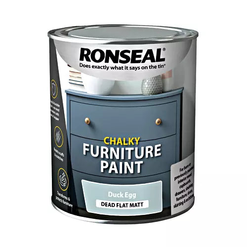 Ronseal Chalky Furniture Paint Dead Flat Matt Duck Egg 750ml