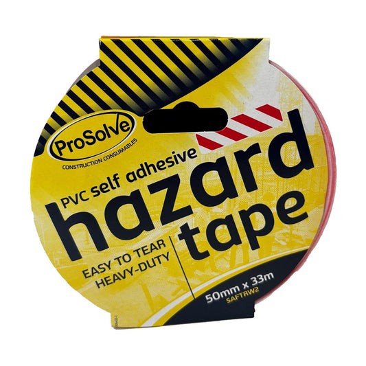 ProSolve Red & White Hazard Warning Tape 50mm x 33m