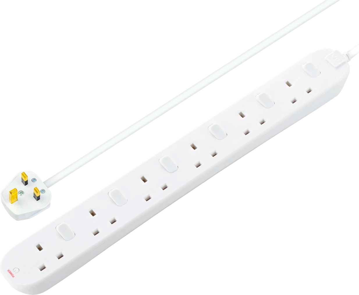 Masterplug 6 Gang 2 Metre Individually Switched Extension Lead