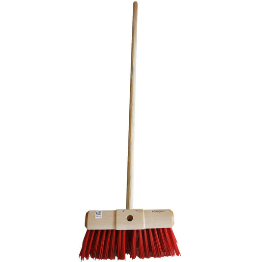 Hillbrush Salmon 13" Red PVC Poly Yard Brush with Shaft