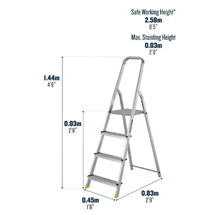 Werner Aluminium High Handrail Stepladder 4 Tread