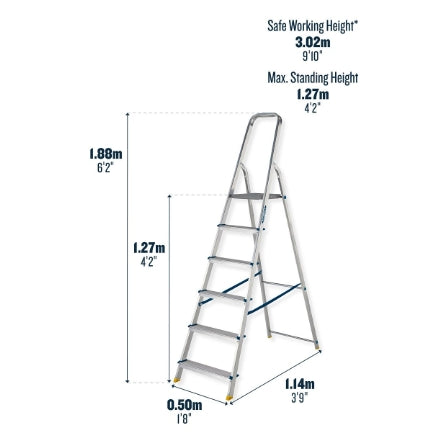 Werner Aluminium High Handrail Stepladder 6 Tread
