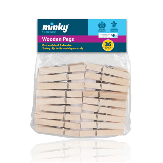 Minky Wooden Clothes Pegs 36 Pack