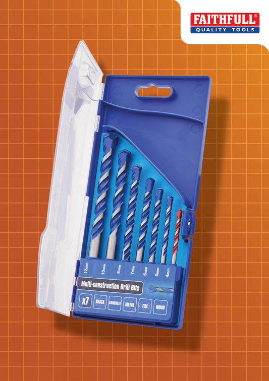 Faithfull Multi Construction Drill Bit Set 7 Pack