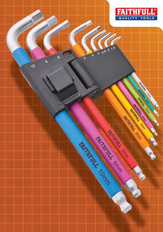 Faithfull 9 Piece Colour Coded Hex Key Set