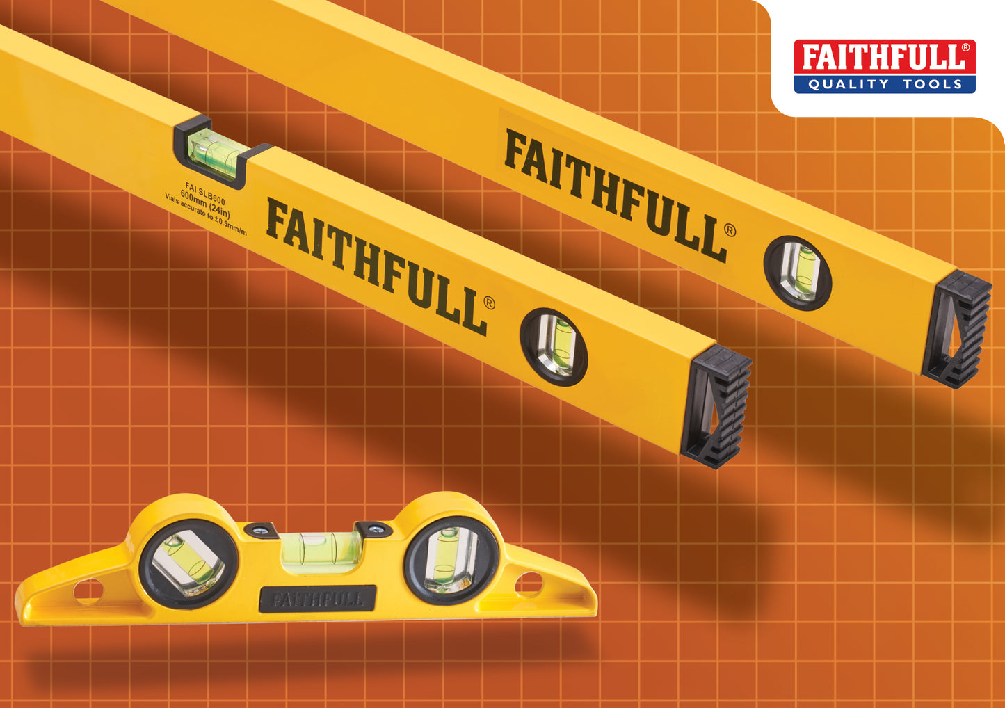 Faithfull 3 Piece Level Set - 240mm, 600mm & 1200mm
