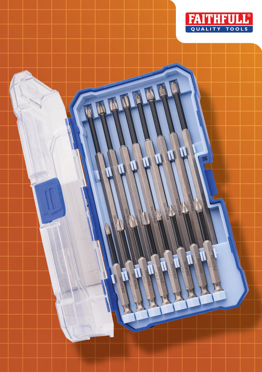 Faithfull 16 Piece Long Impact Bit Set in Case