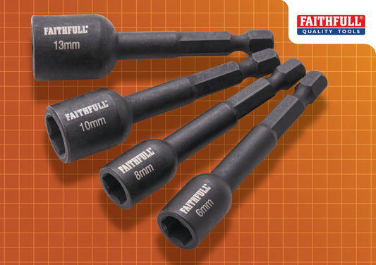 Faithfull 4 Piece Impact Driver Nut Set