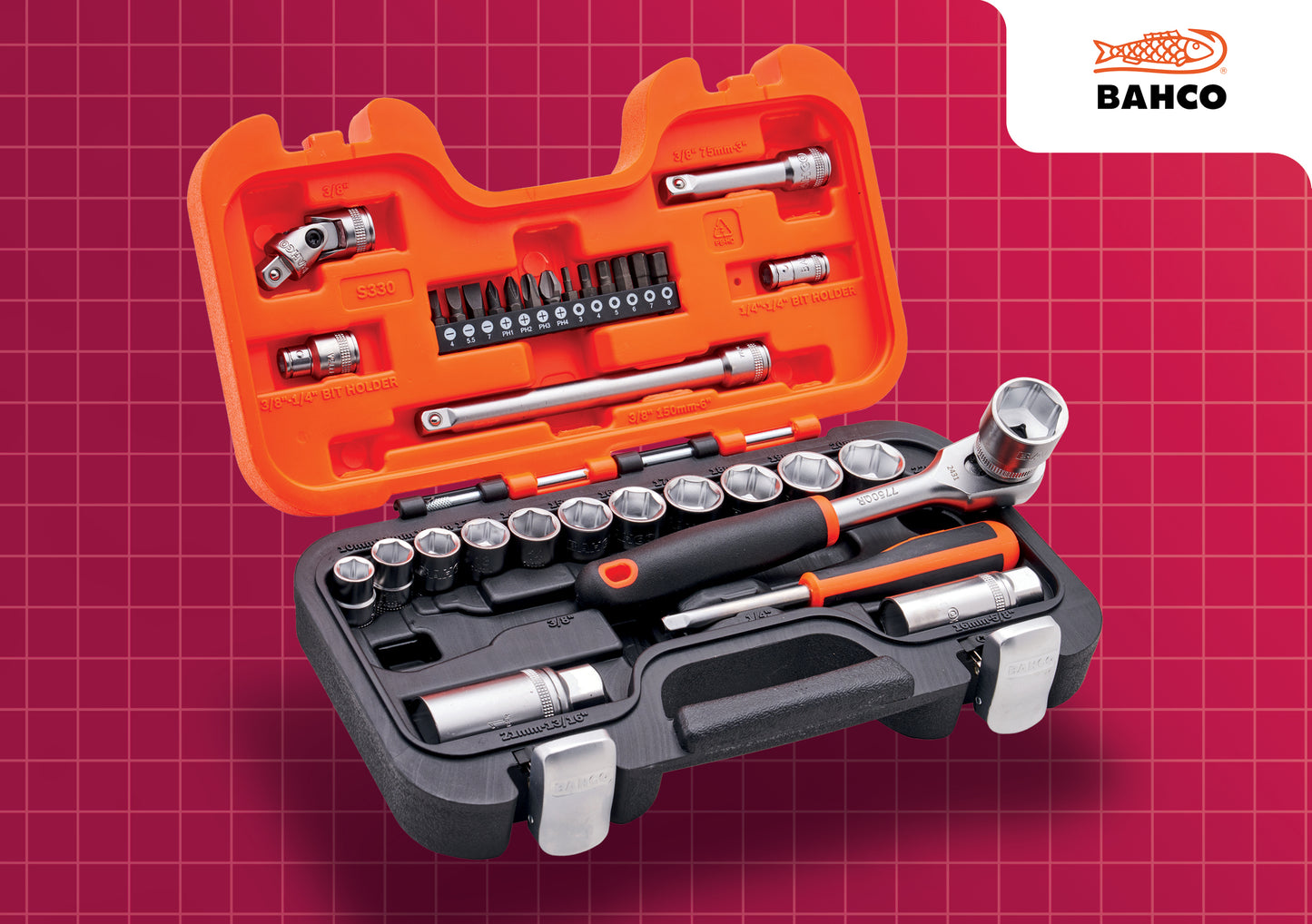 Bahco 34 Piece 3/8" Square Drive Socket Set