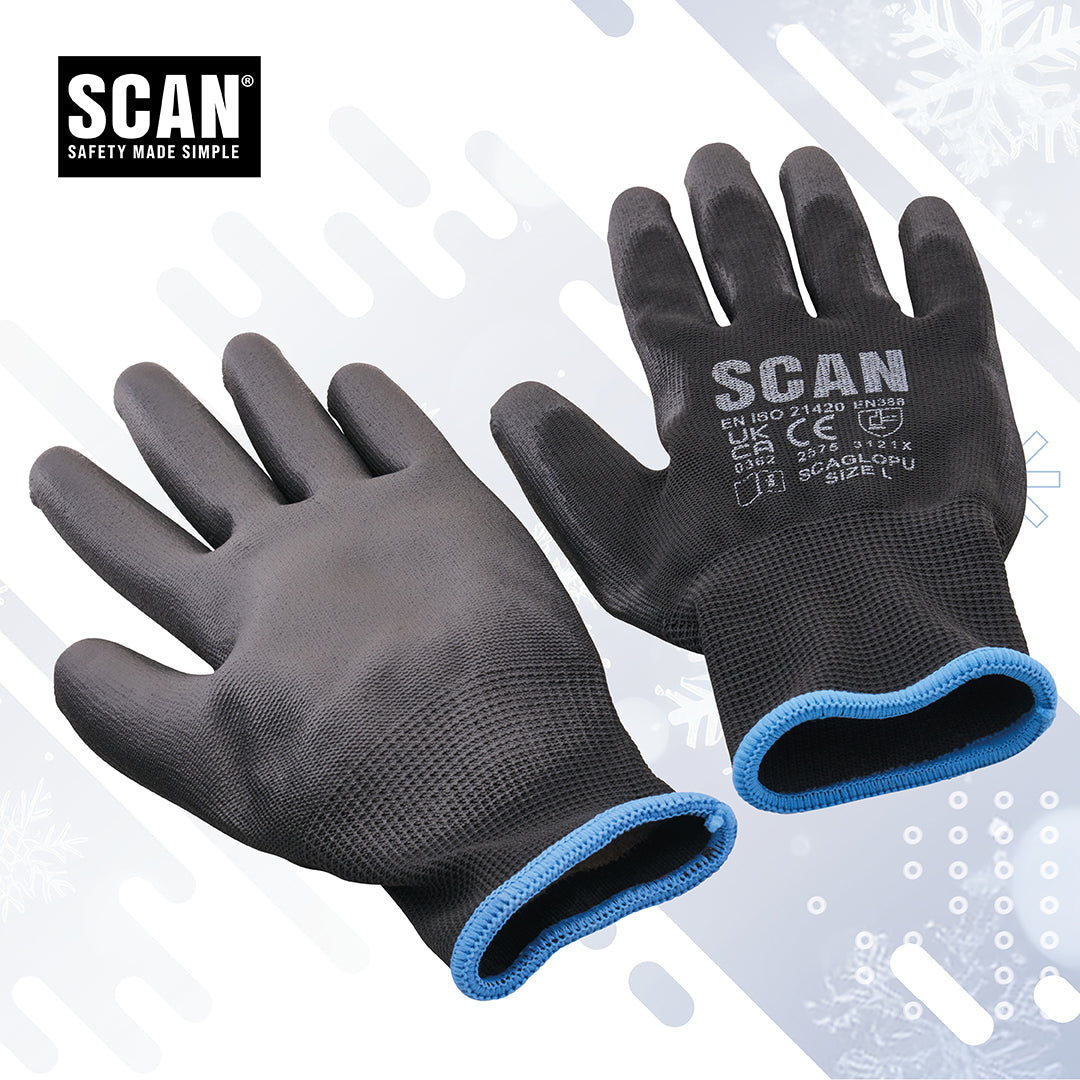 Scan Dipped PU Large Gloves 5 Pack