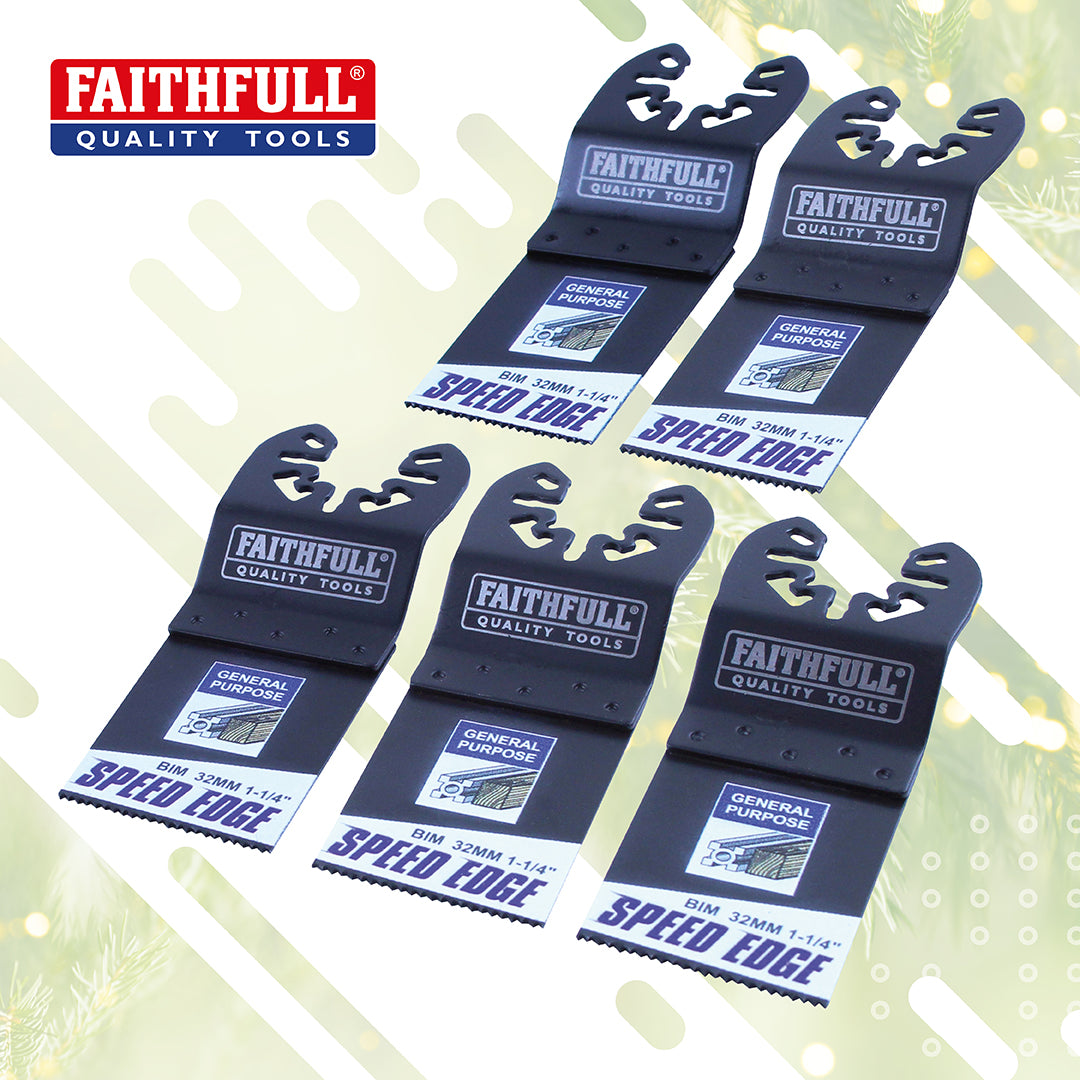 Faithfull Multi Tool Speed Edge Wood & Metal Blades 32mm 5 Pack