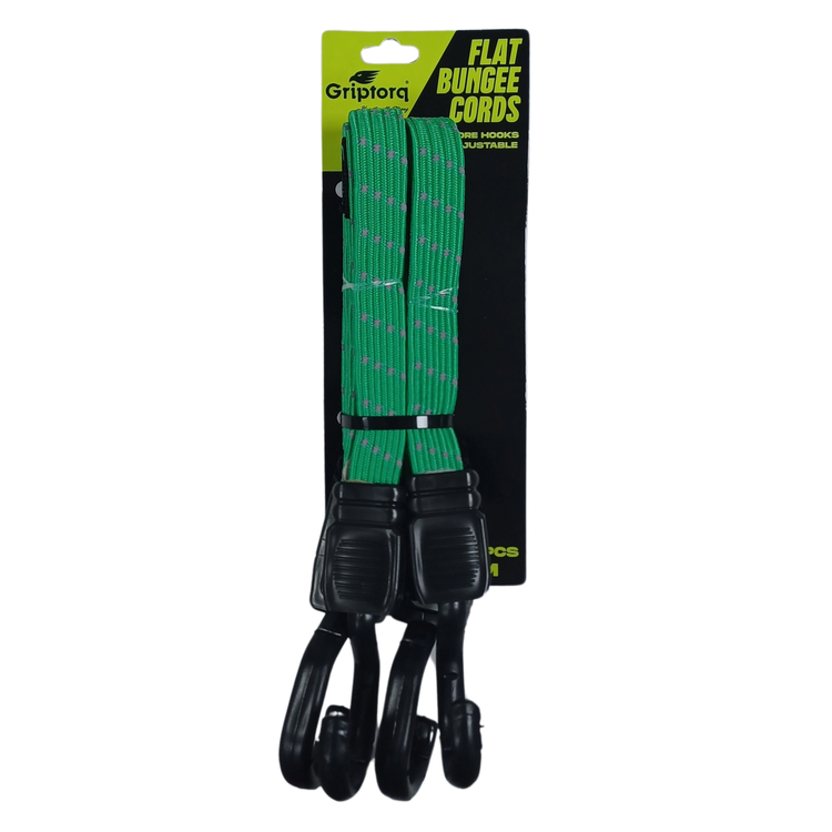 Griptorq Adjustable Flat Bungee Cords with Hooks 18mm x 1m 2 Pack