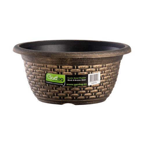 Gardag Rustic Bowl Planter Black & Bronze 30cm