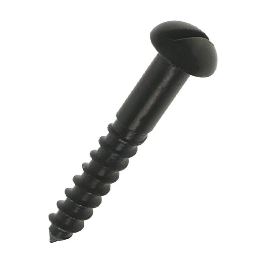 Basic Hardware Black Round Head Slotted Wood Screws 4 x 1/2" 18 Pack