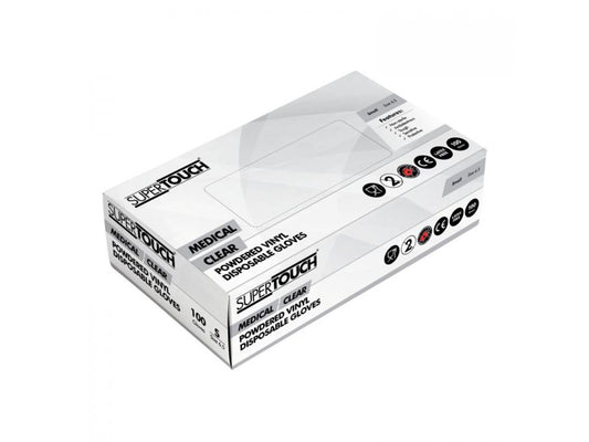 Super Touch Clear Powder Free Vinyl Disposable Gloves Medium 100 Gloves