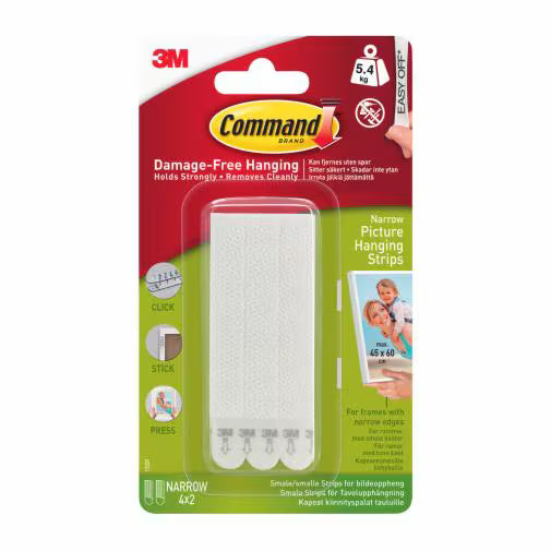 Command Narrow Picture Hanging Strips 4 Pack