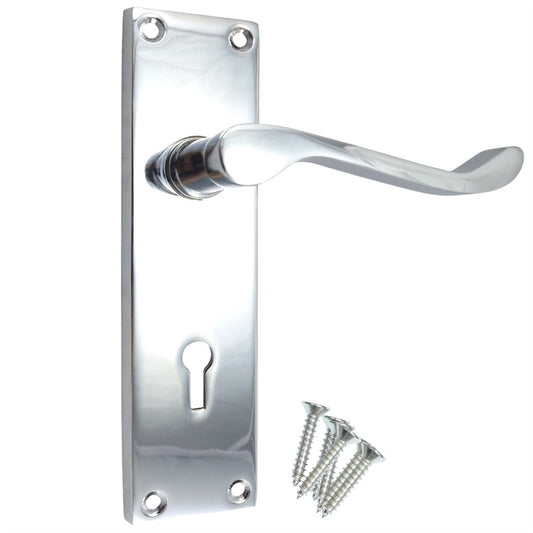 Headbourne Internal Door Handles - Scroll Lock 150mm Chrome Pair