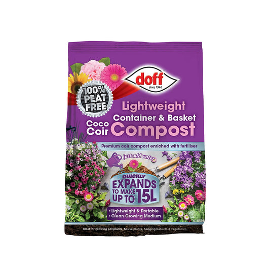 Doff Lightweight Container & Basket Coco Coir Peat Free Compost 15L