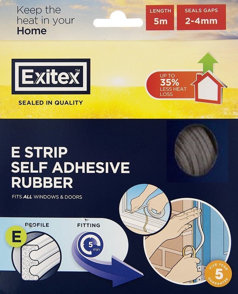 Exitex Grey E Strip Self Adhesive Rubber 5m