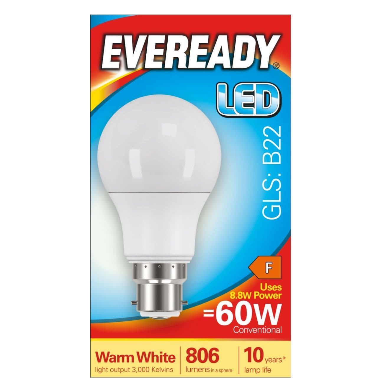Eveready LED BC 60W Warm White GLS Bulb