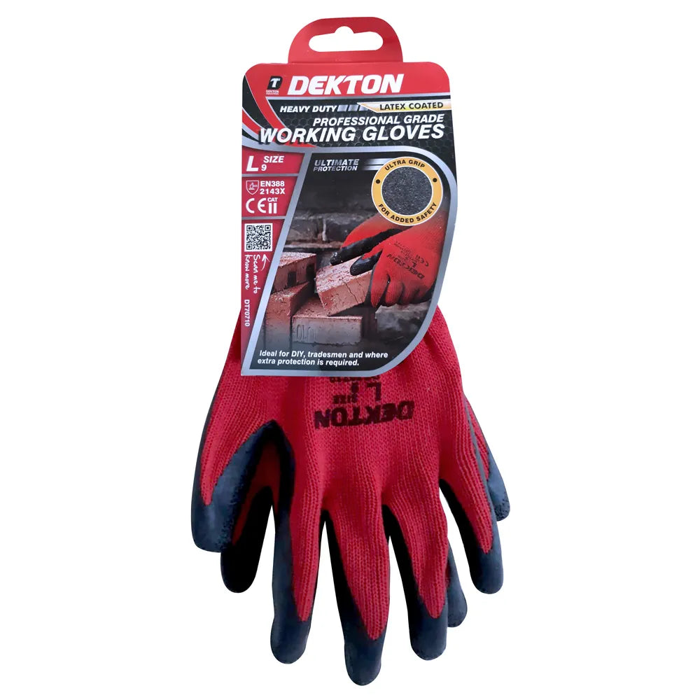 Dekton Heavy Duty Professional Grade Latex Gloves Size 9 Large
