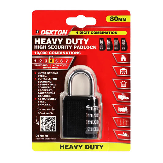 Dekton 4 Dial Heavy Duty Combination Padlock