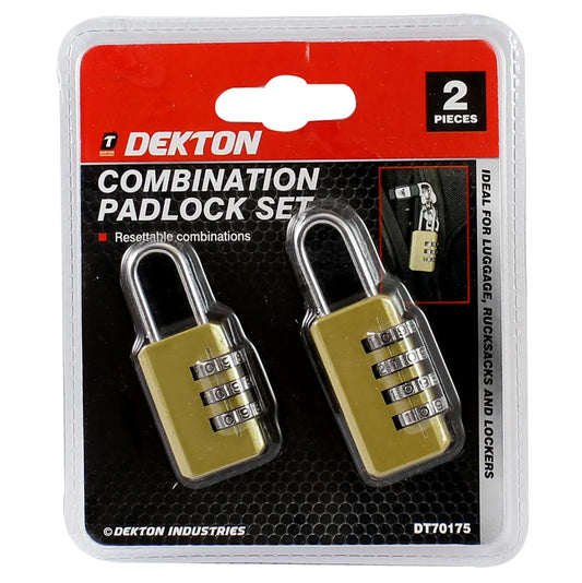 Dekton 2 Piece Combination Padlock Set