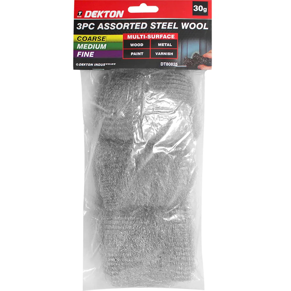 Dekton 3 Piece Assorted Steel Wool
