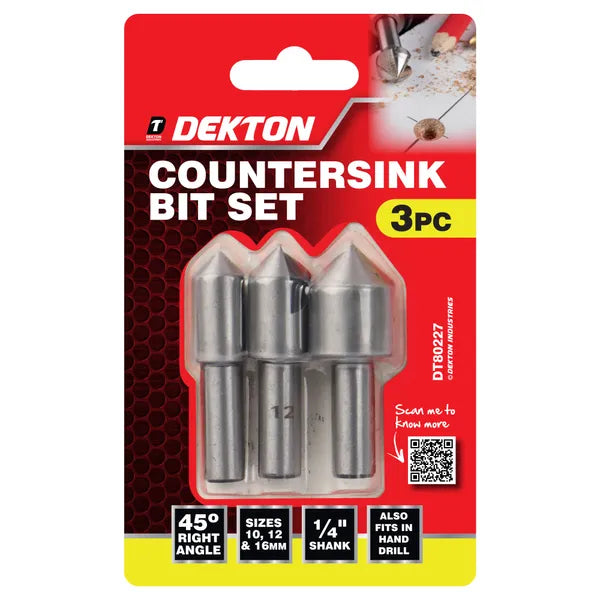 Dekton 3 Piece Countersink Bit Set