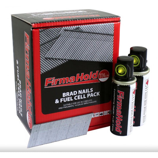 Timco FirmaHold Collated Brad Nails & Fuel Cells - 16 Gauge x 32mm - Angled - Galvanised 2000 Pack