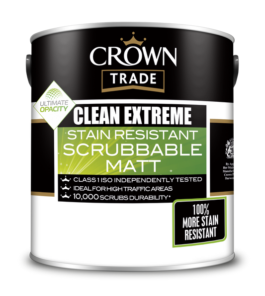 Crown Trade Colour Mixed Clean Extreme Stain Resistant Scrubbable Matt