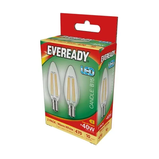 Eveready LED Filament SBC 40W Candle Warm White Twin Pack