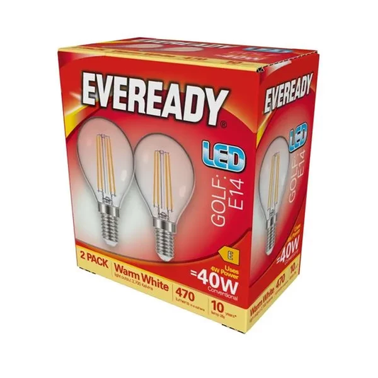 Eveready LED Filament SES 40W Golfball Warm White Twin Pack
