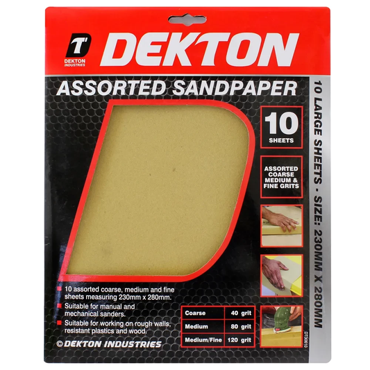 Dekton Assorted Sandpaper 10 Pack