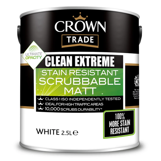 Crown Trade Clean Extreme Stain Resistant Scrubbable Matt White