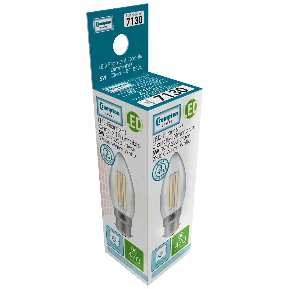 Crompton Dimmable LED Filament BC 40W Candle Warm White – Jim's DIY