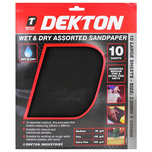 Dekton Wet & Dry Assorted Sandpaper 10 Pack