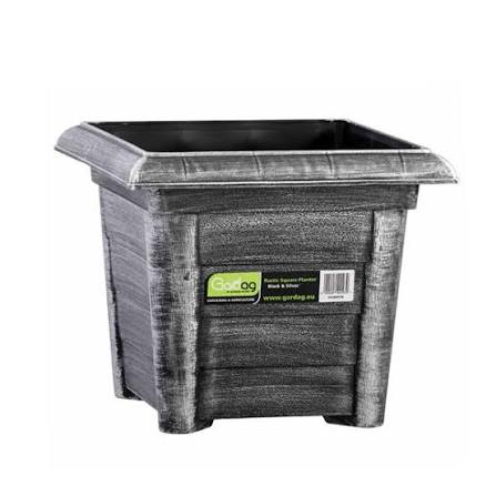 Gardag Rustic Square Planter Black & Silver 32cm