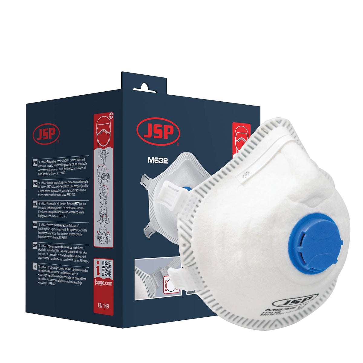 JSP FFP3 Valved Dust Mask Box of 10