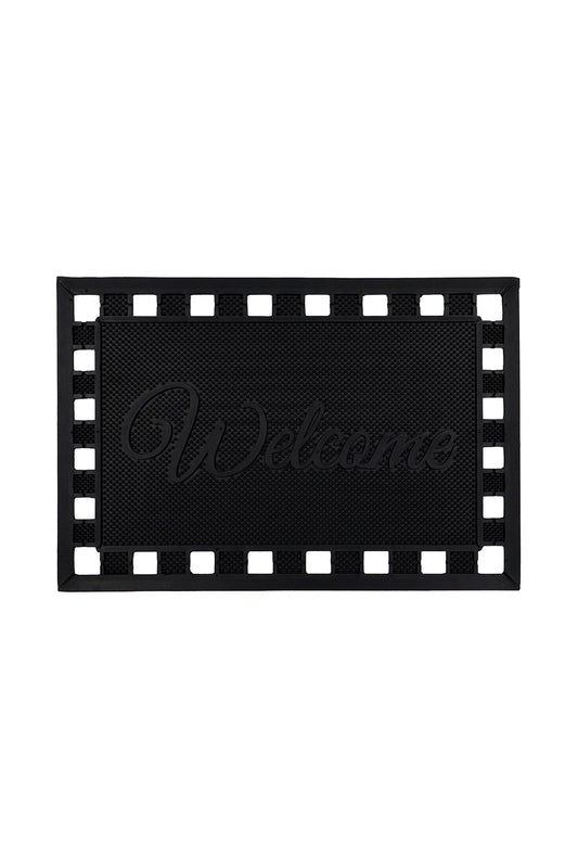 JVL Maiva Welcome Black Rubber Scraper Door Mat 40 x 60cm