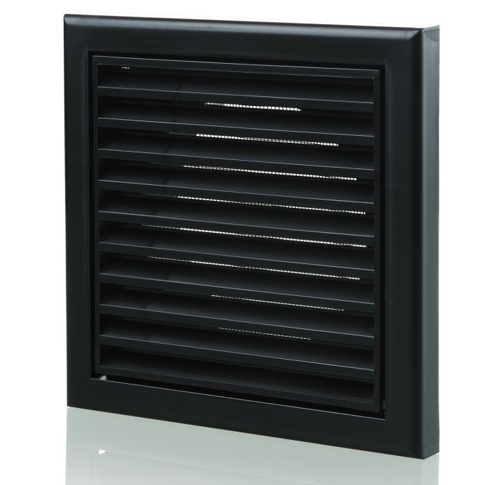 Airflow 4" Black Louvre Terminal Vent with Fly Screen