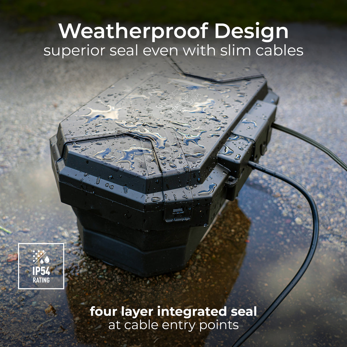 Masterplug Black Collapsible Weatherproof Box with 4 Gang 8m Extension Lead