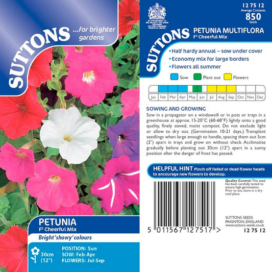 Suttons Petunia Cheerful Mix F2 Seeds