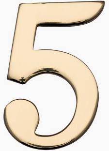 Max6mum Security Self Adhesive Gold Decorative Door Number 5