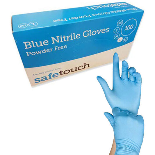 Safetouch Powder Free Blue Nitrile Gloves Extra Large